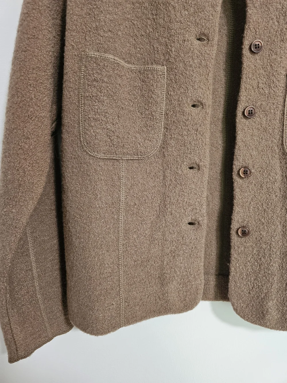 Vintage Simons Brown 100% Boiled Wool Jacket Blazer Size S Made In Hong Kong - Picture 5 of 11